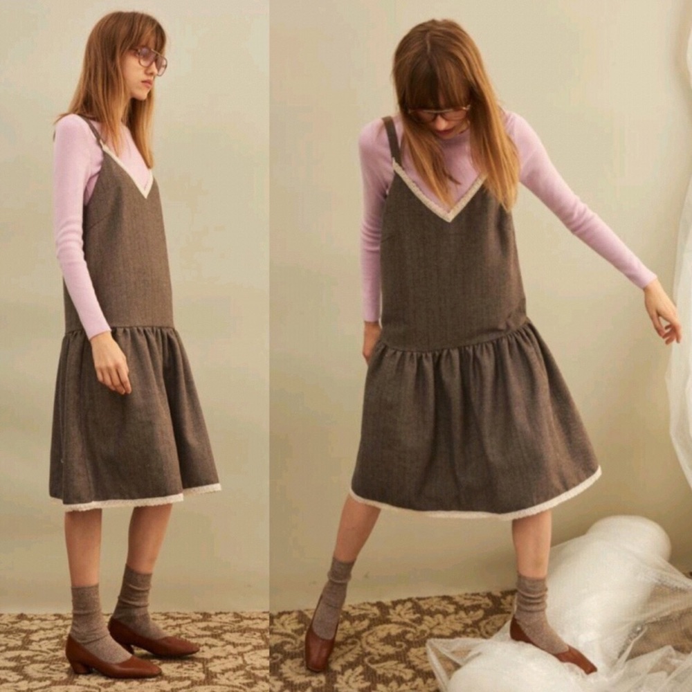 Front Row Shop Ruffle-trimmed Wool Slip Dress